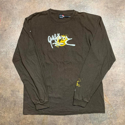 Quiksilver 00s brown graphic long sleeve tee