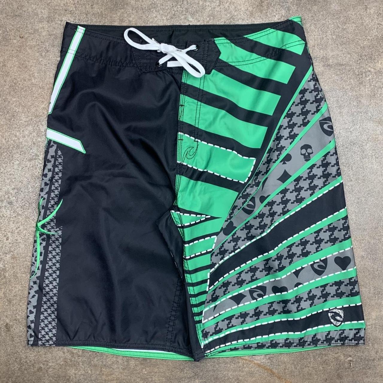 Rip Curl 00s black green baggy boardshorts
