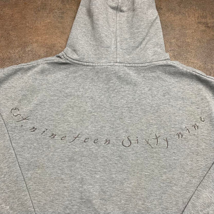 Quiksilver 00s light grey graphic boxy hoodie