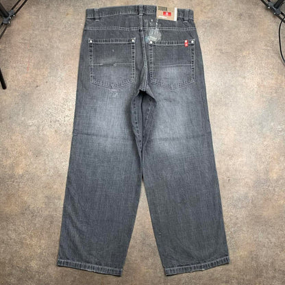 Southpole 00s red tab baggy black grey faded denim jeans