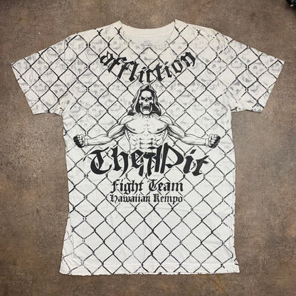 Affliction 00s white black grunge graphic tee