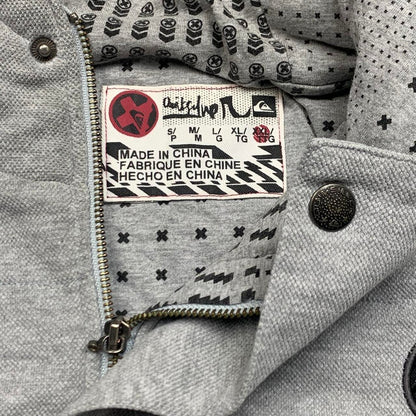 Quiksilver 00s light grey boxy zip hoodie
