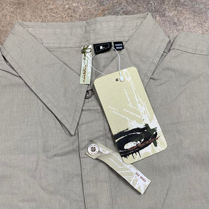 Oakley 00s cream beige button collar shirt