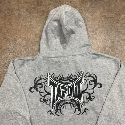 Tapout 00s graphic grey boxy grunge zip hoodie