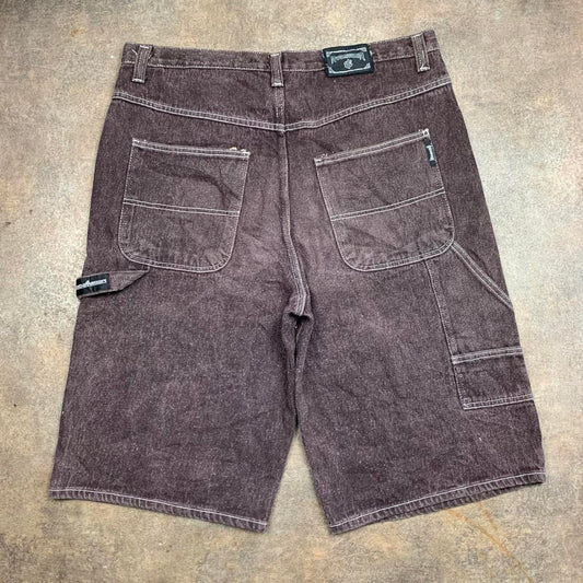 Rocawear 90s brown-purple carpenter baggy denim jorts