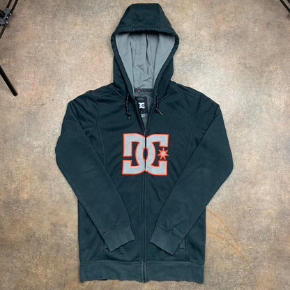 DC Shoes grunge black zip fleece lined hoodie