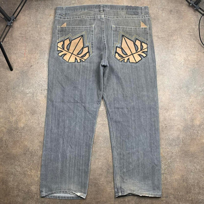 Red Ape 00s baggy graphic grey denim jeans