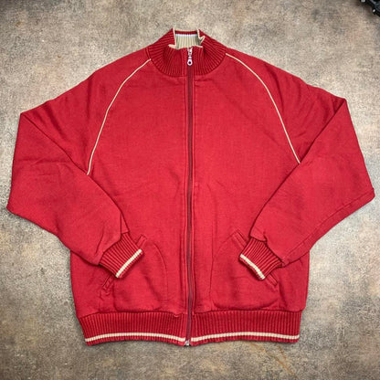 Quiksilver vintage 90s knit zip red boxy baggy cardigan surf skate jumper sweater top -