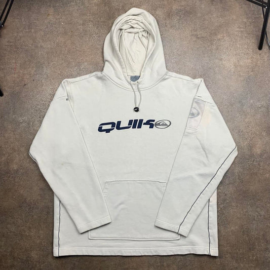Quiksilver 00s graphic cream white hoodie