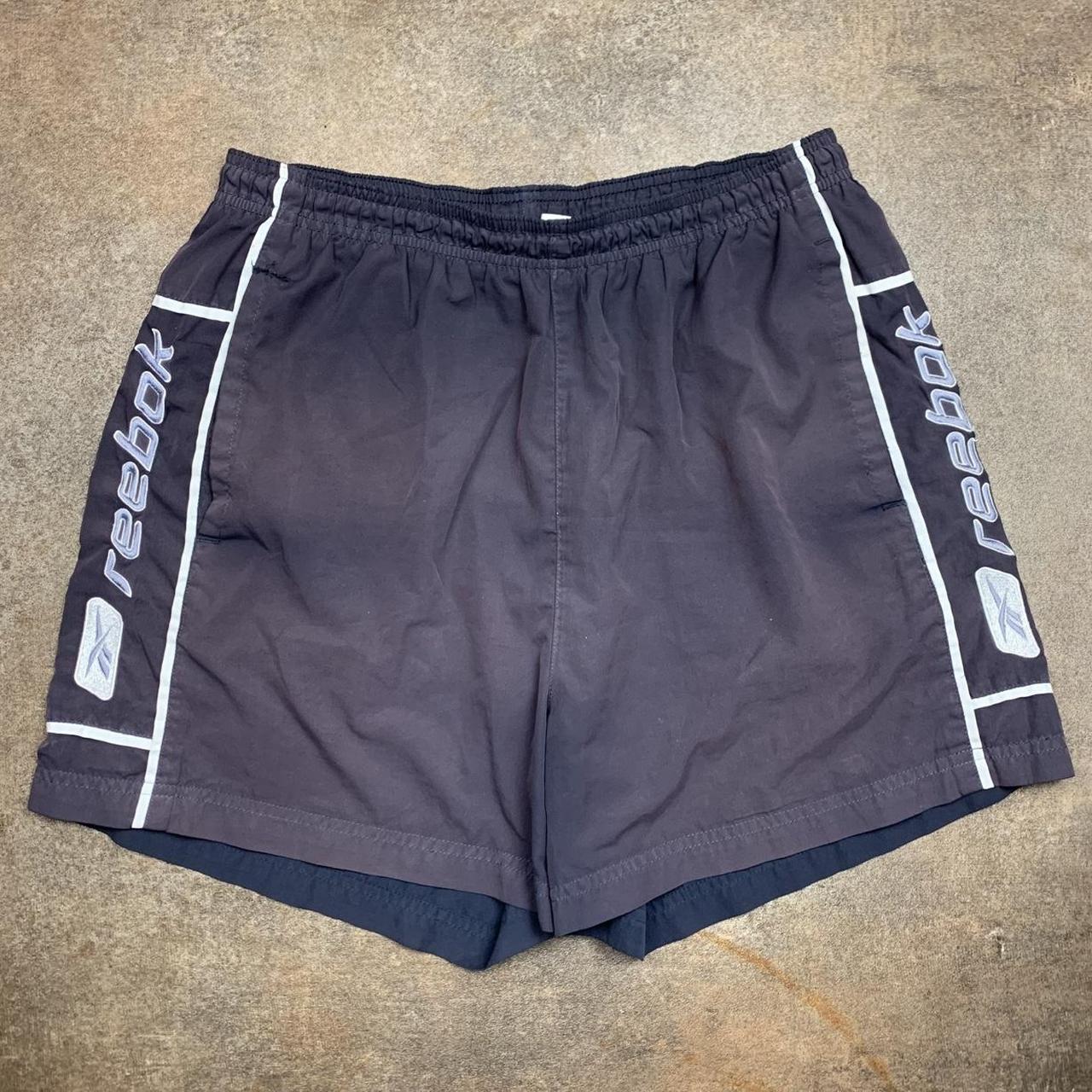 Reebok 00s navy faded graphic baggy jogger shorts