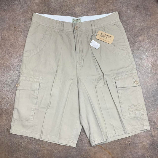 Oakley 00s cream beige baggy denim shorts
