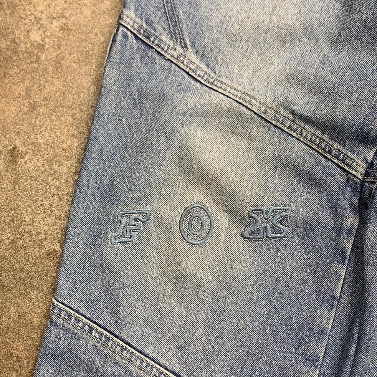 Fox Racing custom Akademiks baggy 90s graphic denim jeans