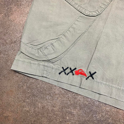 Quiksilver 00s green graphic baggy cargo shorts