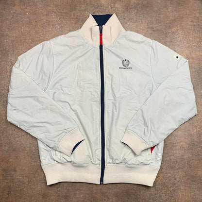 Ocean Pacific 00s navy white reversible graphic zip jumper