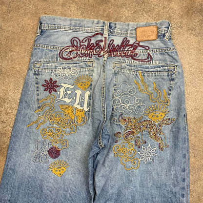 Ecko Unltd. 00s baggy blue graphic grunge denim jeans