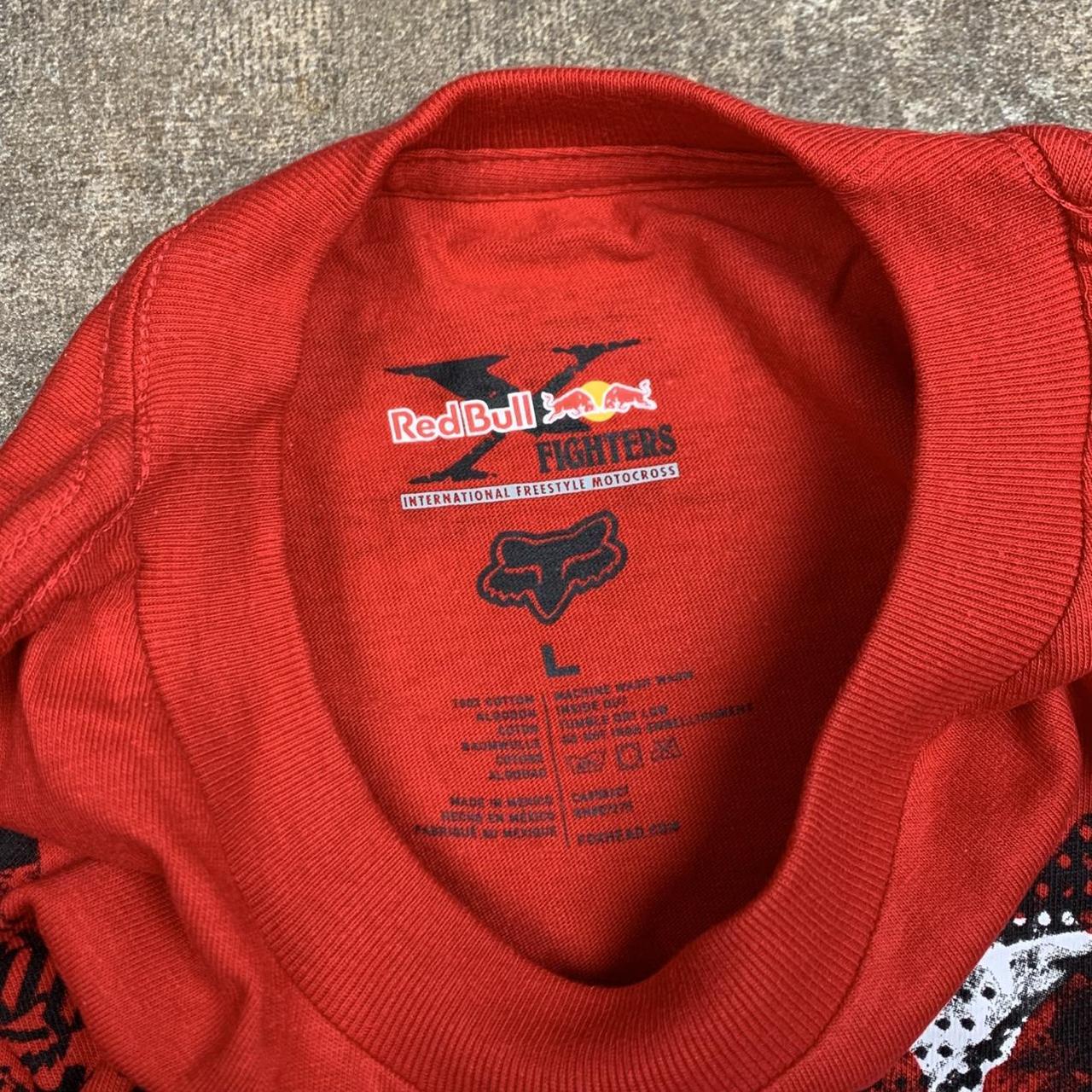 Fox Racing x Red Bull 00s graphic red grunge tee