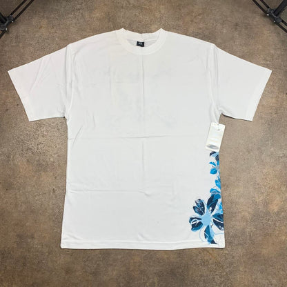 Oakley 00s white blue skull floral graphic tee