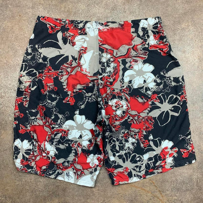 Oakley 00s black red grey graphic baggy boardshorts