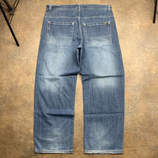 Southpole 00s baggy washed navy blue denim jeans