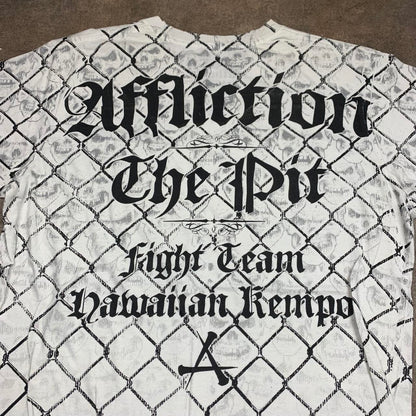 Affliction 00s white black grunge graphic tee