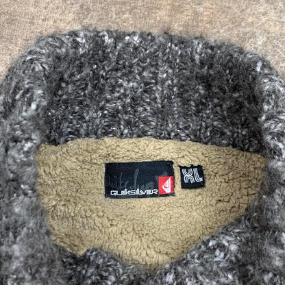 Quiksilver 00s grey lined chunky knit sweater