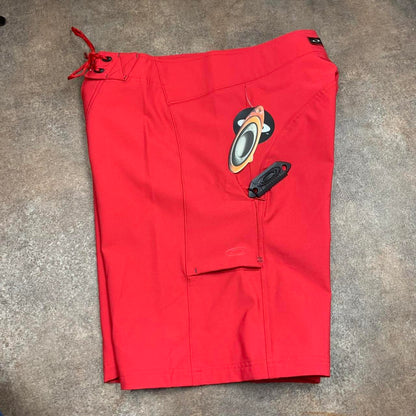 Oakley Software 00s red graphic baggy boardshorts