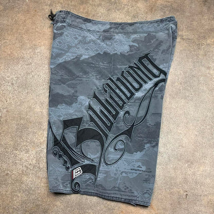 Billabong 00s grey black camo graphic boardshorts