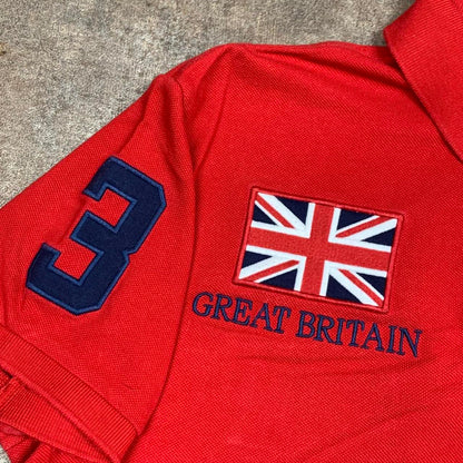 Polo Ralph Lauren 00s Great Britain red graphic polo shirt