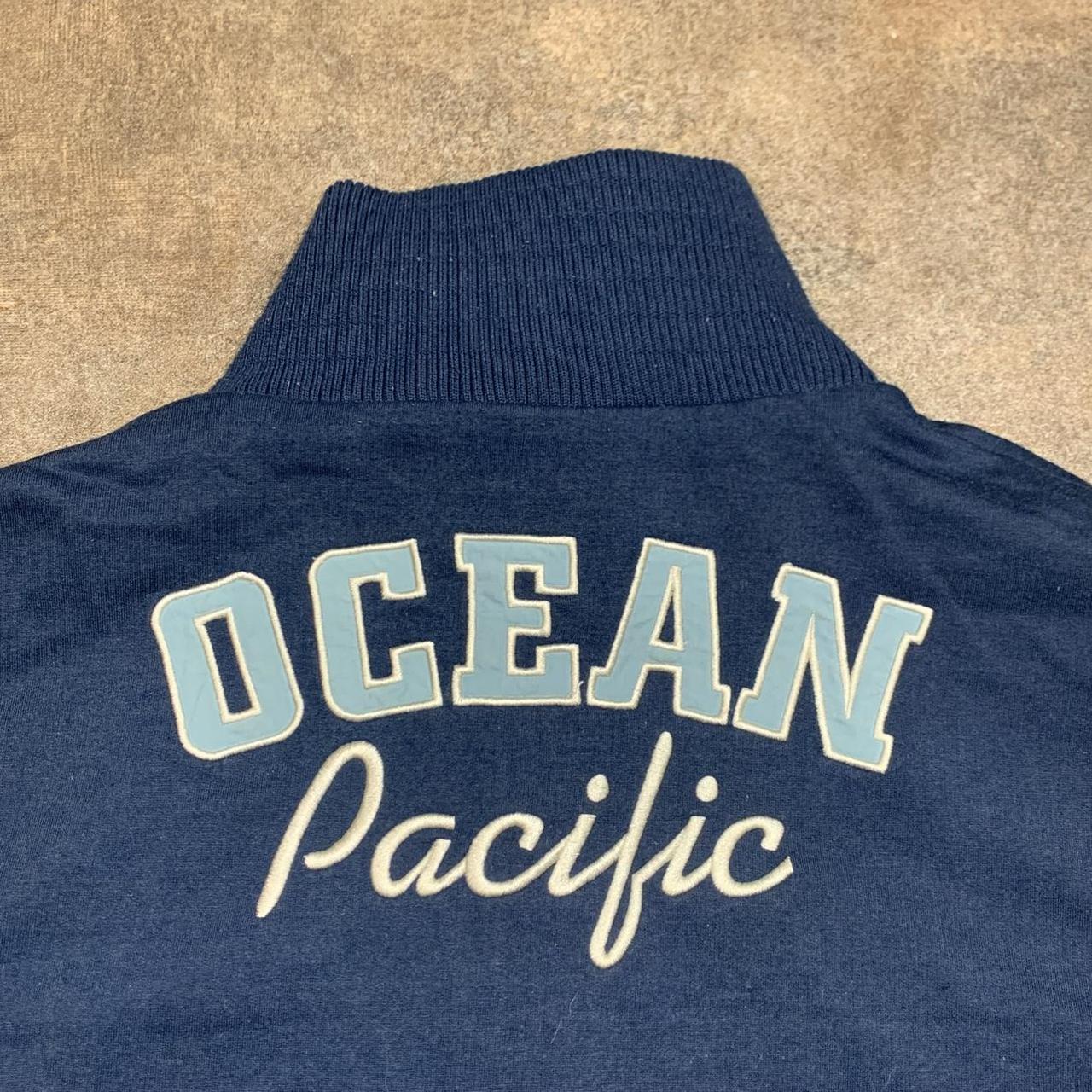 Ocean Pacific 00s navy white reversible graphic zip jumper