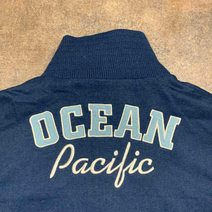 Ocean Pacific 00s navy white reversible graphic zip jumper