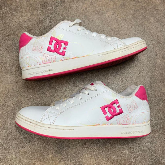 DC Shoes Pixie 00s white pink graphic grunge trainers