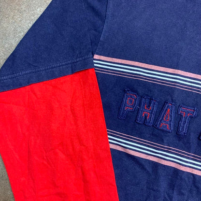 Phat Farm 00s navy red graphic 2 in 1 long sleeve tee