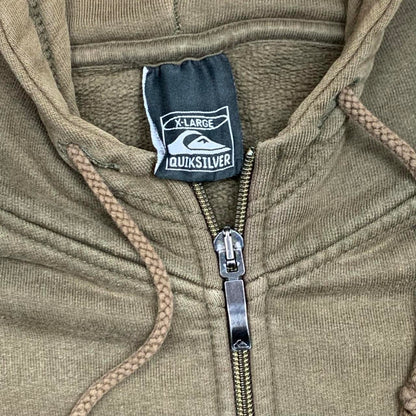 Quiksilver 90s graphic brown zip hoodie