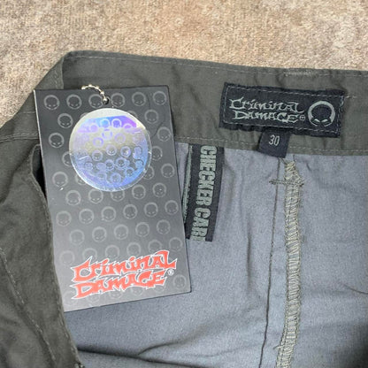 Criminal Damage 00s baggy grey graphic cargo jeans