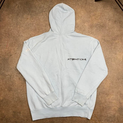 Hurley 00s graphic pale blue baggy zip hoodie