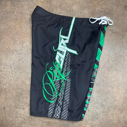 Rip Curl 00s black green baggy boardshorts