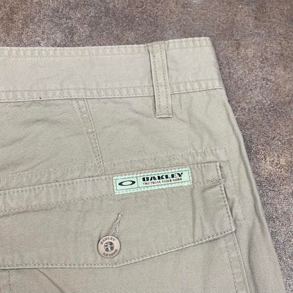 Oakley 00s cream beige baggy denim shorts