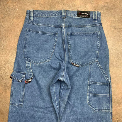 FUBU 00s baggy blue carpenter cargo denim jeans