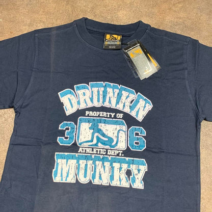 Drunknmunky 00s navy graphic tee