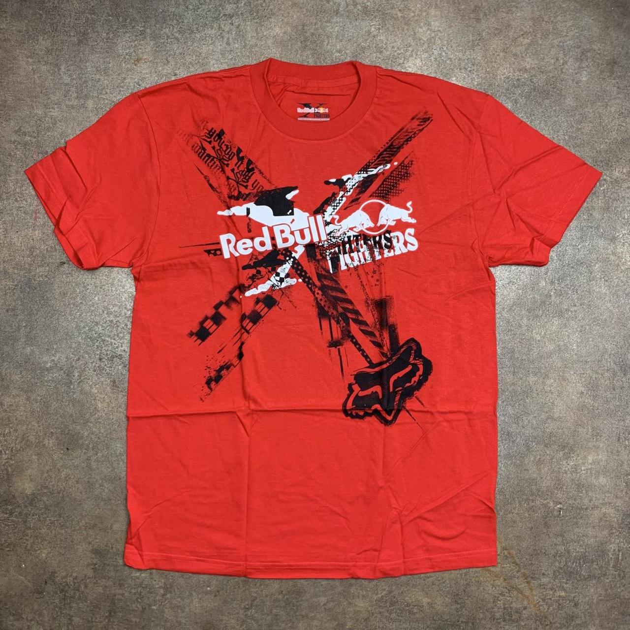 Fox Racing x Red Bull 00s graphic red grunge tee
