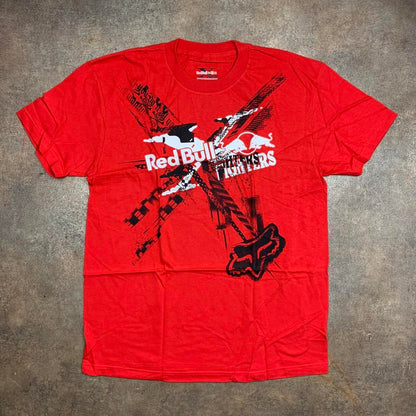 Fox Racing x Red Bull 00s graphic red grunge tee