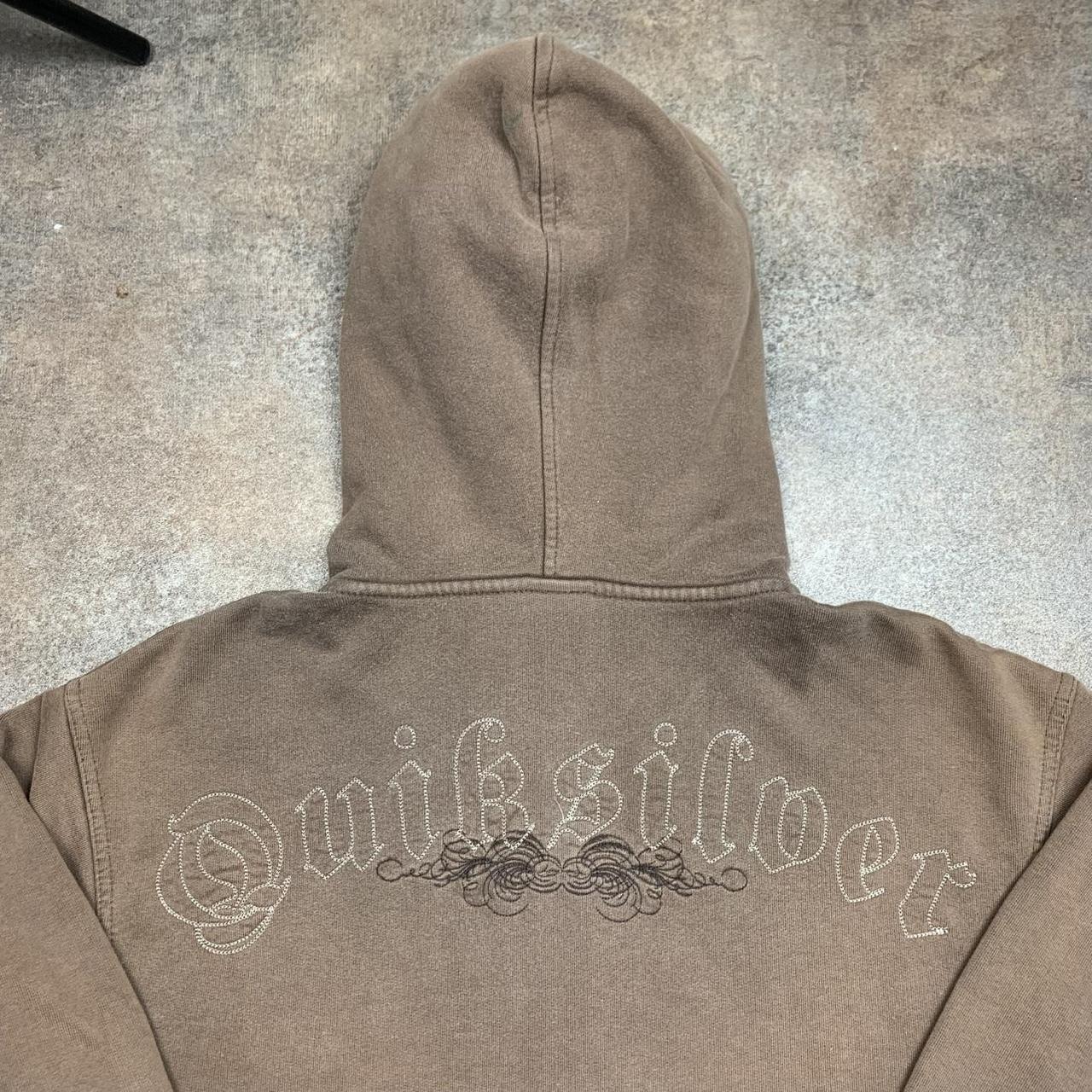 Quiksilver 00s brown grunge graphic zip hoodie