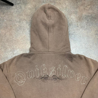 Quiksilver 00s brown grunge graphic zip hoodie