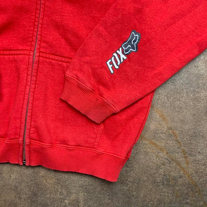 Fox Racing 00s red graphic baggy hoodie