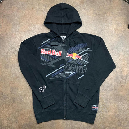 Fox Racing x Red Bull 00s black graphic zip hoodie