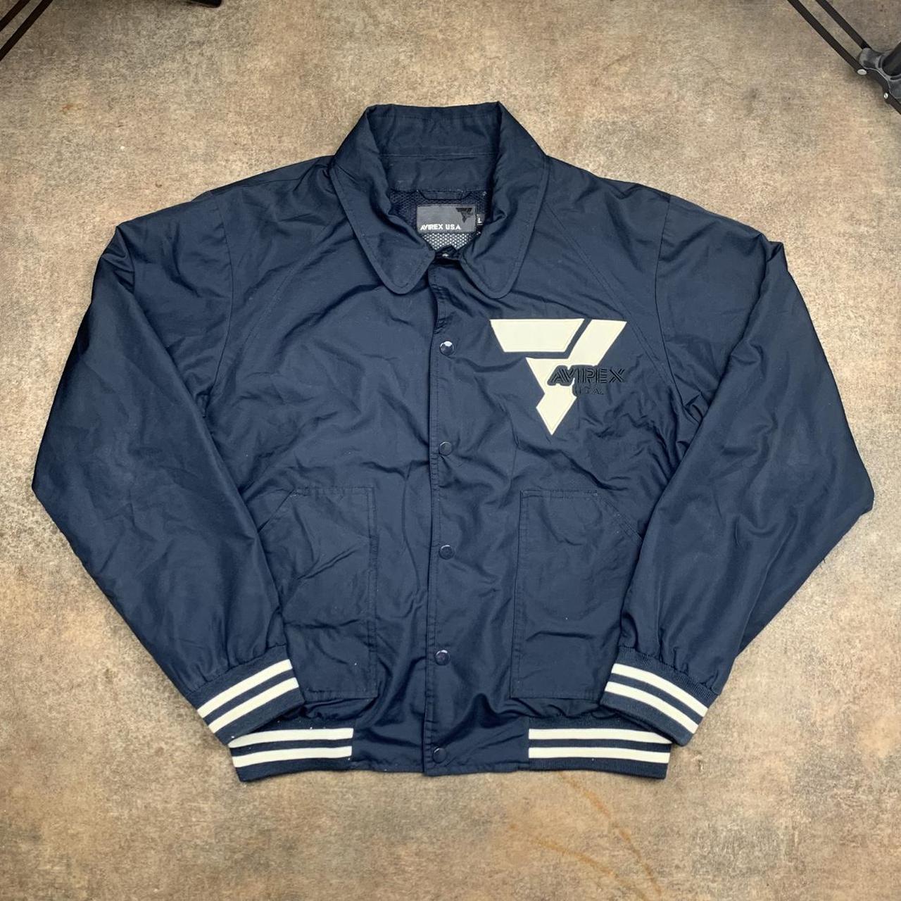 Avirex 00s navy white graphic boxy track jacket