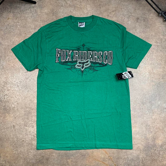 Fox Racing 00s green grunge graphic tee
