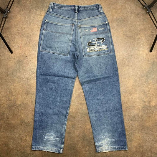 Southpole 00s graphic blue denim jeans