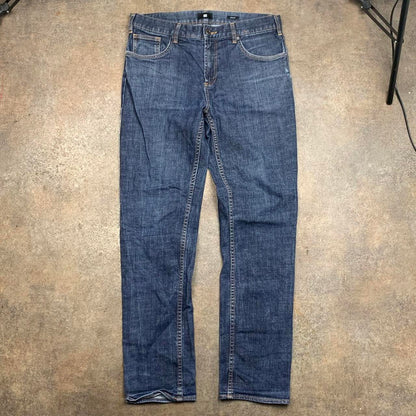 DC Shoes graphic straight leg navy denim jeans