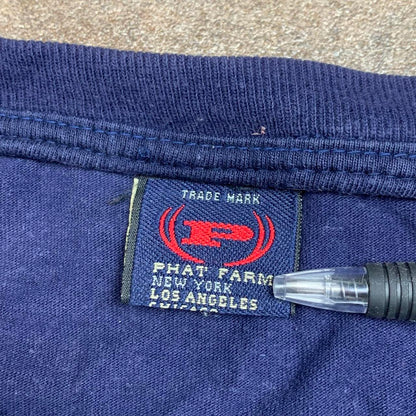 Phat Farm 00s navy red graphic 2 in 1 long sleeve tee
